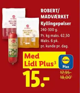 Lidl ROBERT/ MADVÆRKET Kyllingepølser tilbud