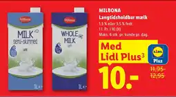 Lidl MILBONA Langtidsholdbar mælk tilbud