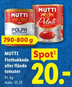 Lidl MUTTI Finthakkede eller flåede tomater tilbud