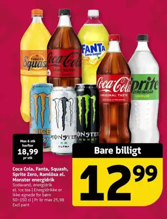 Løvbjerg Coca Cola, Fanta, Squash, Sprite Zero, Ramlösa el. Monster energidrik tilbud