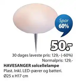 JYSK HAVESANGER solcellelampe tilbud