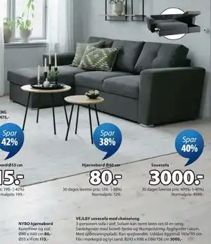 JYSK VEJLBY sovesofa med chaiselong tilbud