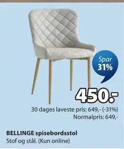 JYSK BELLINGE spisebordsstol tilbud