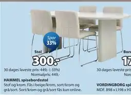 JYSK HAMMEL spisebordsstol tilbud