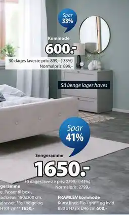 JYSK FRAMLEV kommode tilbud