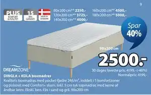 JYSK DINGLA + KOLA boxmadras tilbud