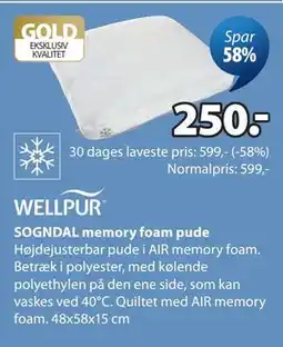 JYSK SOGNDAL memory foam pude tilbud
