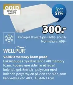 JYSK VARDO memory foam pude tilbud
