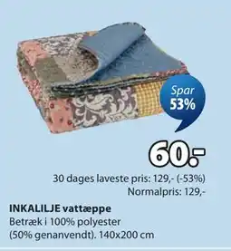 JYSK INKALILJE vattæppe tilbud