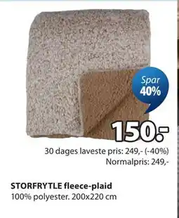JYSK STORFRYTLE fleece-plaid tilbud
