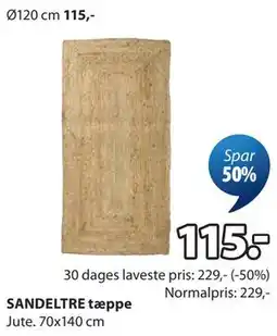 JYSK SANDELTRE tæppe tilbud