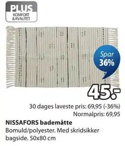 JYSK NISSAFORS bademåtte tilbud
