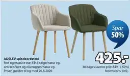 JYSK ADSLEV spisebordsstol tilbud