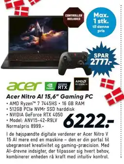 Bilka Acer Nitro AI 15,6” Gaming PC tilbud