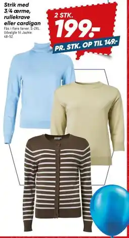 Bilka Strik med 3/4 ærme, rullekrave eller cardigan tilbud