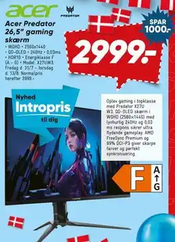 Bilka Acer Predator 26,5” gaming skærm tilbud