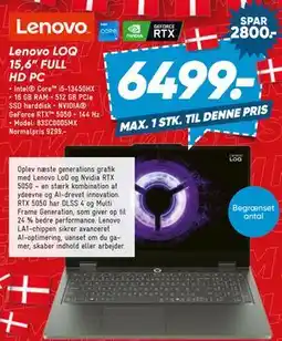 Bilka Lenovo LOQ 15,6” FULL HD PC tilbud