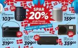 Bilka SPAR 20% på alle Prosonic højttalere og radioer tilbud