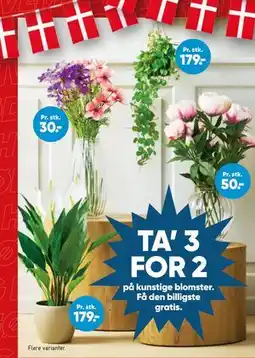 Bilka TA’ 3 FOR 2 på kunstige blomster tilbud