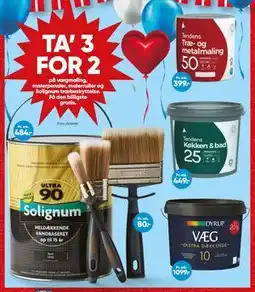 Bilka TA’ 3 FOR 2 på vægmaling, malerpensler, malerruller og Solignum træbeskyttelse tilbud