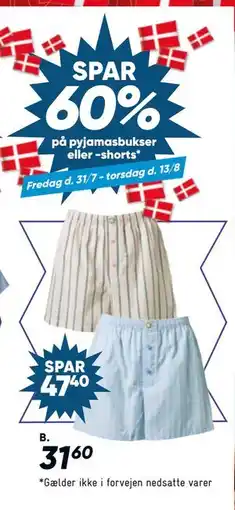 Bilka SPAR 60% på pyjamasbukser eller -shorts tilbud