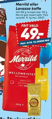 Bilka Merrild eller Lavazza kaffe tilbud