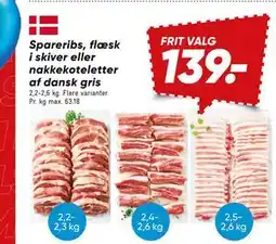 Bilka Spareribs, flæsk i skiver eller nakkekoteletter af dansk gris tilbud