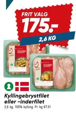 Bilka Kyllingebrystfilet eller -inderfilet tilbud