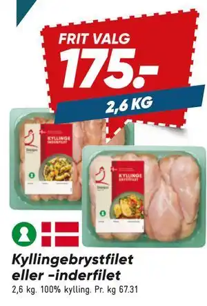 Bilka Kyllingebrystfilet eller -inderfilet tilbud