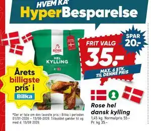 Bilka Rose hel dansk kylling tilbud