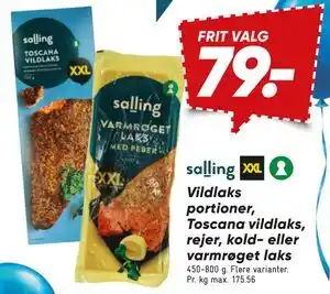 Bilka Vildlaks portioner, Toscana vildlaks, rejer, kold- eller varmrøget laks tilbud