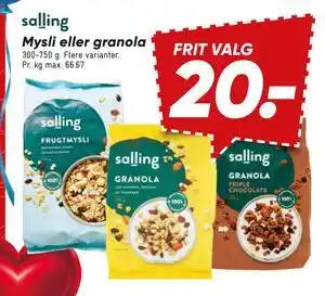 Bilka salling Mysli eller granola tilbud