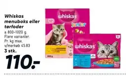 Bilka Whiskas menuboks eller tørfoder tilbud