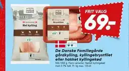 Bilka De Danske Familiegårde gårdkylling, kyllingebrystfilet eller hakket kyllingekød tilbud