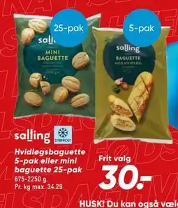Bilka salling Hvidløgsbaguette 5-pak eller mini baguette 25-pak tilbud