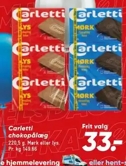 Bilka Carletti chokopålæg tilbud