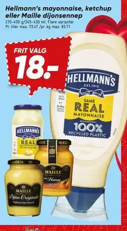 Bilka Hellmann’s mayonnaise, ketchup eller Maille dijonsennep tilbud