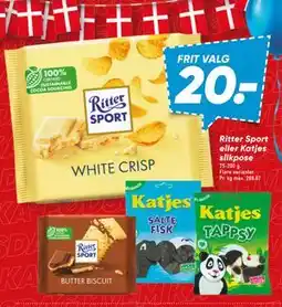 Bilka Ritter Sport eller Katjes slikpose tilbud