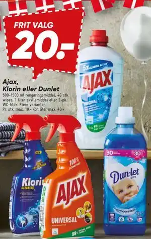 Bilka Ajax, Klorin eller Dunlet tilbud