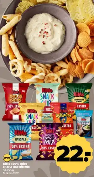 Netto KiMs +50% chips eller 3-pak dip mix tilbud