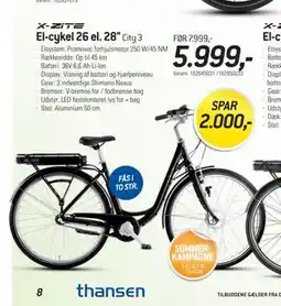 Thansen X-ZITE El-cykel 26 el. 28 tilbud