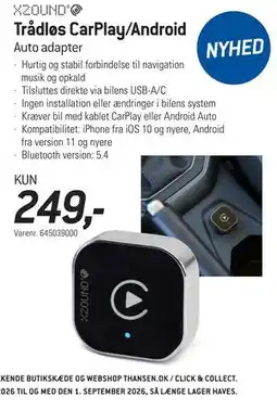 Thansen Trådløs CarPlay/Android tilbud