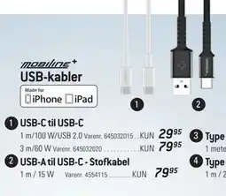 Thansen USB-kabler USB-A til USB-C - Stofkabel tilbud