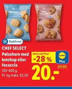 Lidl CHEF SELECT Pølsehorn med ketchup eller focaccia, App-pris tilbud
