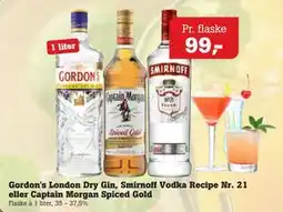 Poetzsch Padborg Gordon's London Dry Gin, Smirnoff Vodka Recipe Nr. 21 eller Captain Morgan Spiced Gold tilbud
