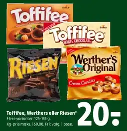 Coop 365 Toffifee, Werther's eller Riesen tilbud