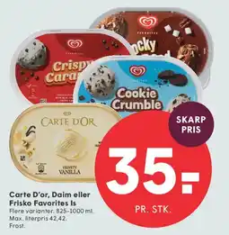 SPAR Carte D'or, Daim eller Frisko Favorites Is tilbud