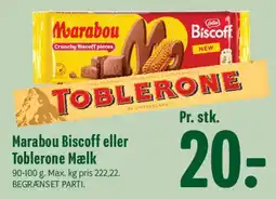 Min Købmand Marabou Biscoff eller Toblerone Mælk tilbud