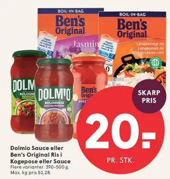 SPAR Dolmio Sauce eller Ben's Original Ris tilbud