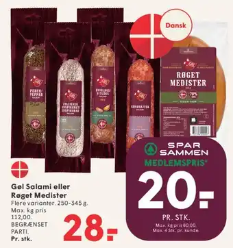 SPAR Gøl Salami eller Røget Medister tilbud